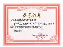 和天下14#樓被評為2016年度萊蕪市優(yōu)質結構工程