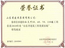 和天下3#、4#、7#、13#樓獲2018年度“山東省建筑工程優(yōu)質(zhì)結(jié)構(gòu)”